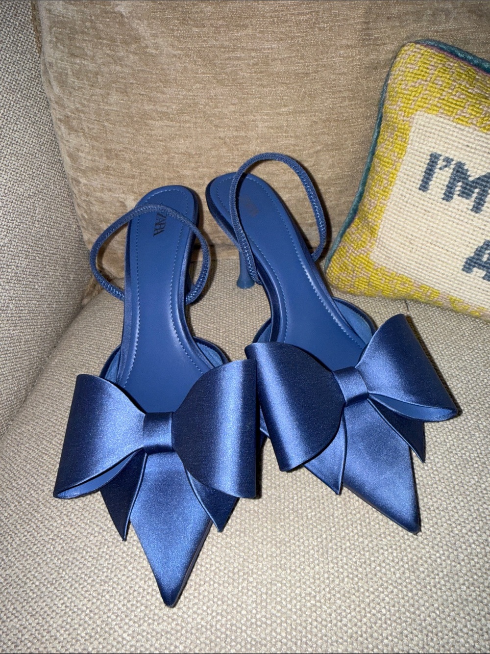 Zara Blue Bow Heels Size 7.5/38